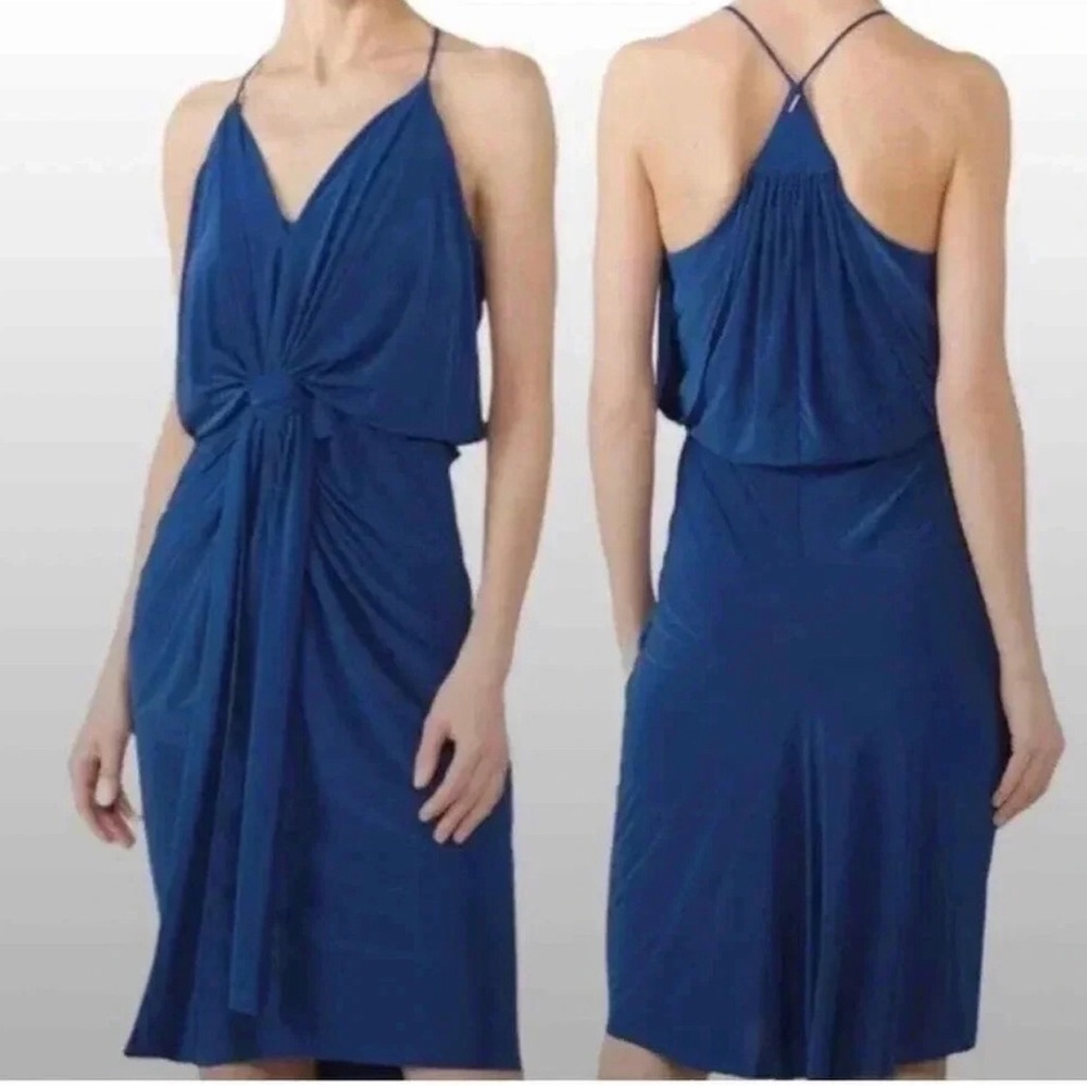 Misa Los Angeles Domino Draped Ruched Navy Blue Mini Dress XS NWT